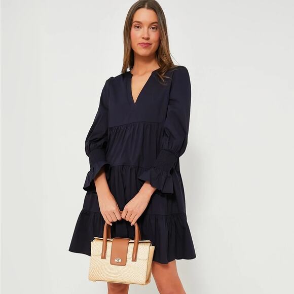 TUCKERNUCK POMANDER PLACE Navy Cotton Poplin Kenzo Dress - Picture 1 of 8